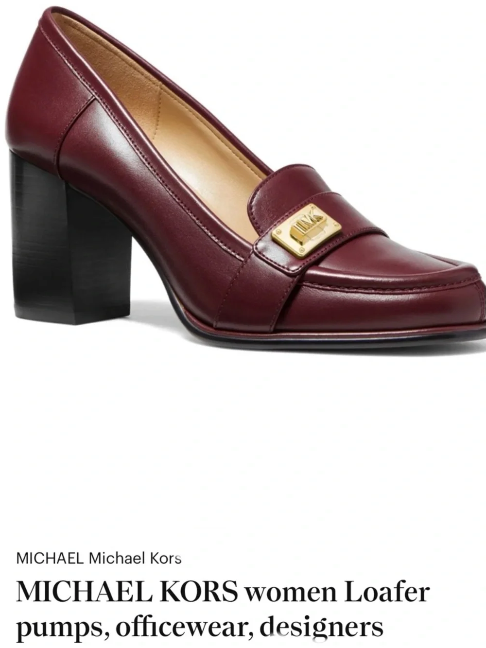 MICHAEL KORS ⭐️ PADMA 🔑 buckle LOGO, LEATHER, 3” stacked heel EUC - Picture 2 of 10